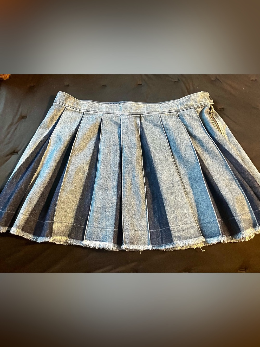 GAP Two-Tone Blue Denim Pleated Skater Skirt